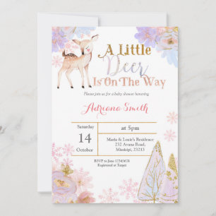 Un petit cerf est en chemin baby shower invitation