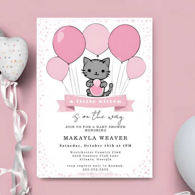 un petit chaton Kitty Baby shower Invitation (Créateur téléchargé)