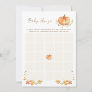 Un Petit Chute Citrouille   Carte de bingo Baby sh