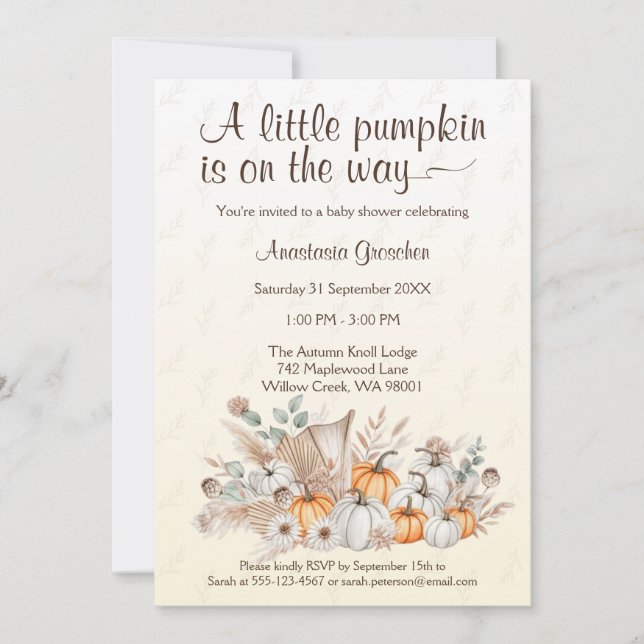 Un Petit Citrouille Boho Baby shower Invitation (Devant)