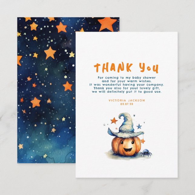 Un petit Citrouille de Boo mignon Merci Halloween (Devant / Derrière)