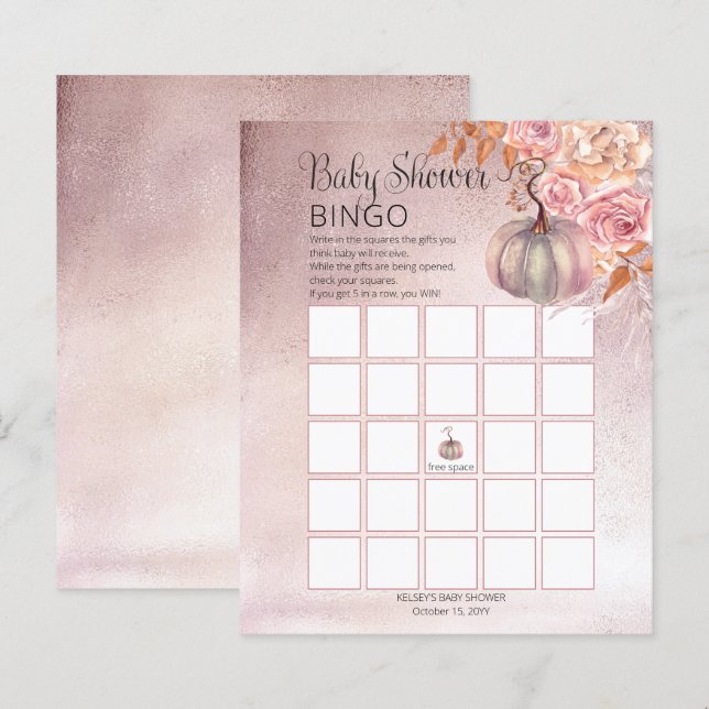 Un Petit Citrouille Est Blooming Pink Baby Carte B (Devant / Derrière)