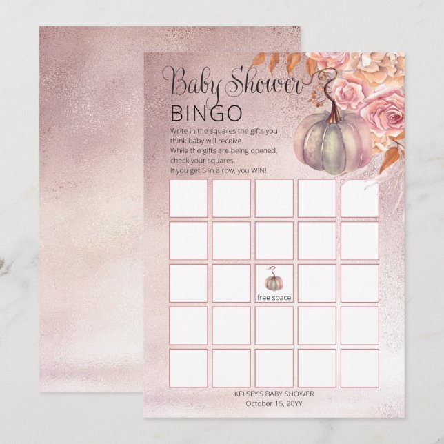 Un Petit Citrouille Est Blooming Pink Baby Carte B (Devant / Derrière)