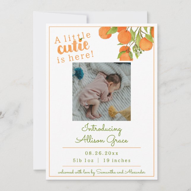 Un Petit Cutie Est Ici Faire-part de naissance (Devant)