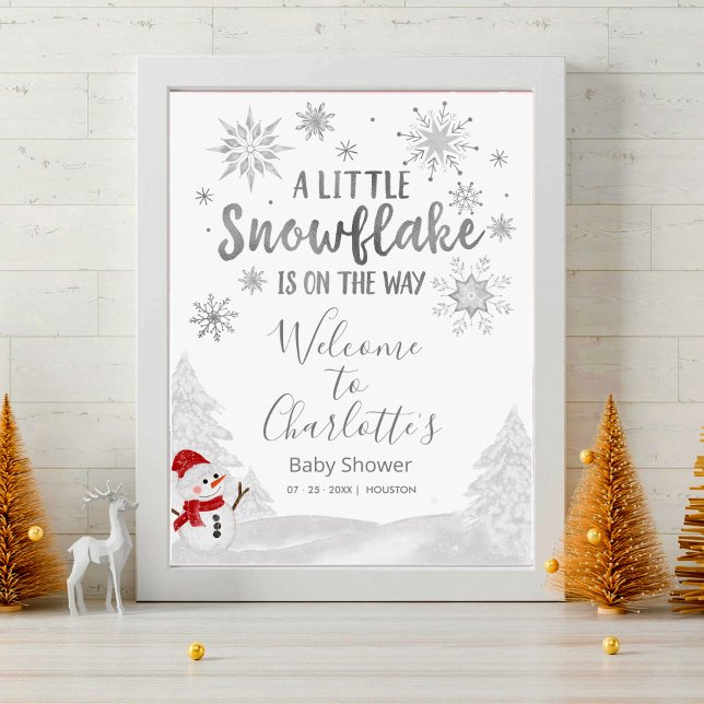 Un petit flocon de neige Baby shower gris Affiche  (Créateur téléchargé)