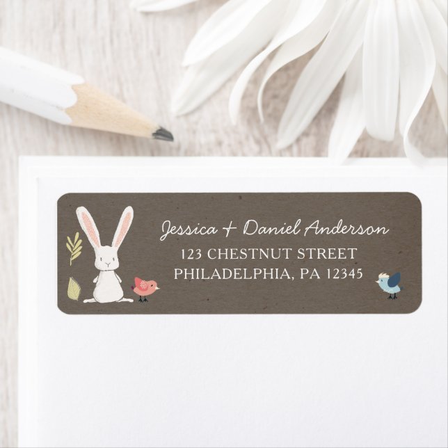 Un Petit Lapin Baby shower Adresse de retour (En situation)