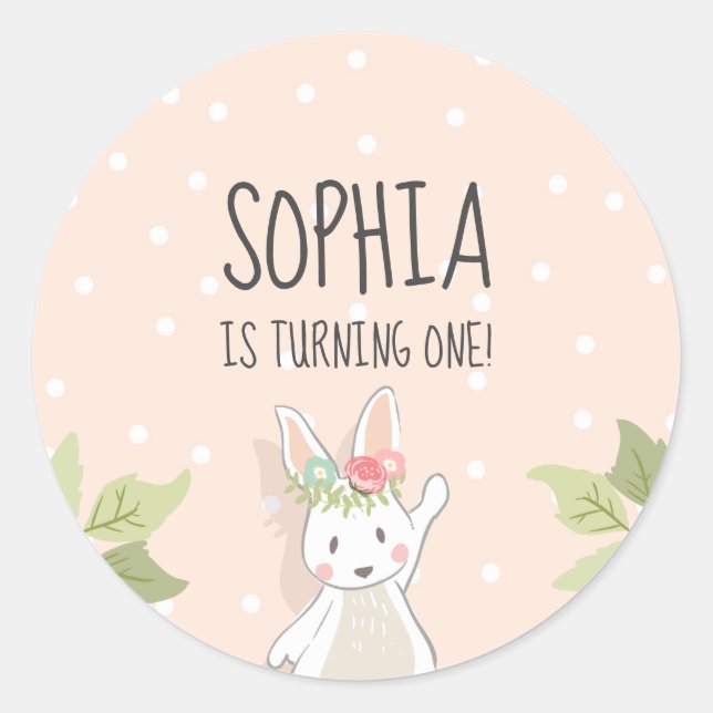 Un Petit Lapin Faveur Balise Sticker Cupcake Toppe (Devant)