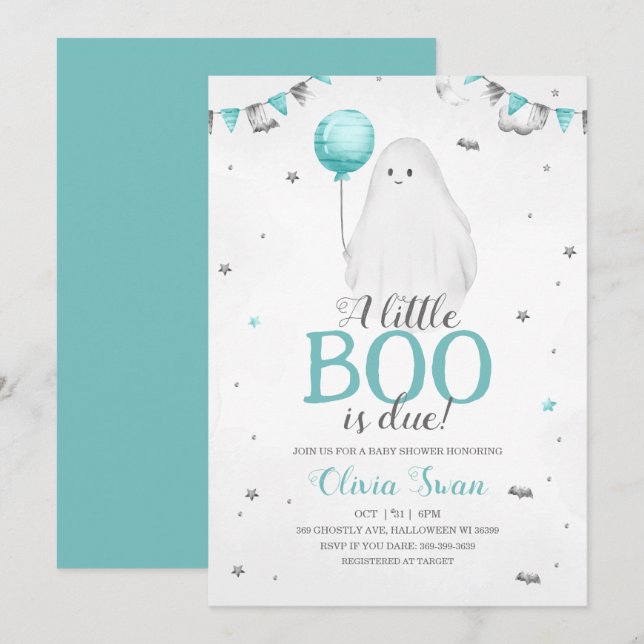 Un petit livre est presque dû Invitation Baby show (Devant / Derrière)