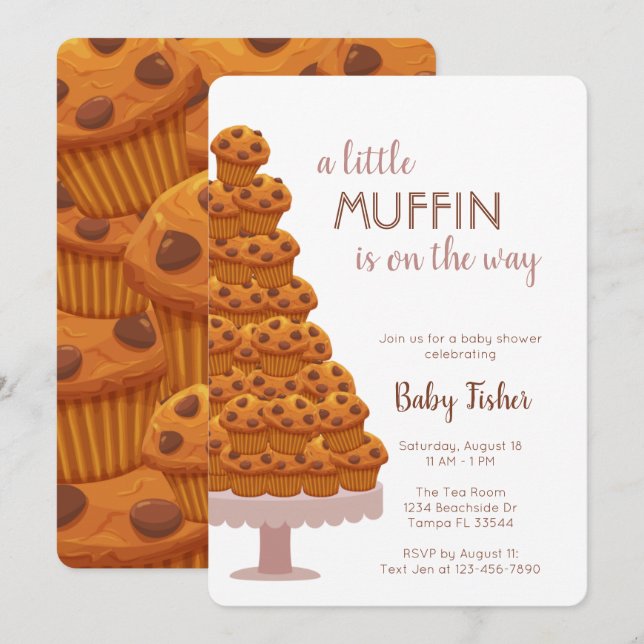 Un Petit Muffin Dusty Baby shower rose Invitation (Devant / Derrière)