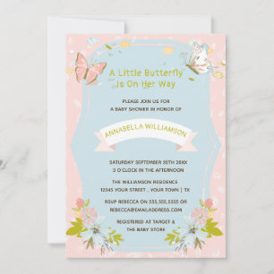 Un petit papillon est en route Invitation Baby Sh