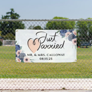 Un Petit Rétro Juste Marié Voiture Bannière