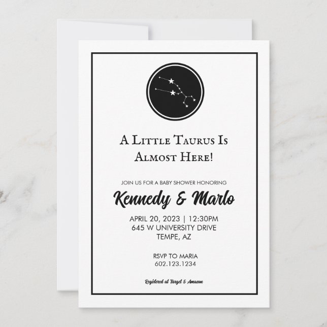 Un Petit Taurus Baby shower Zodiaque Invitation (Devant)