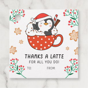 Un pingouin de Noël grâce à une étiquette cadeau L