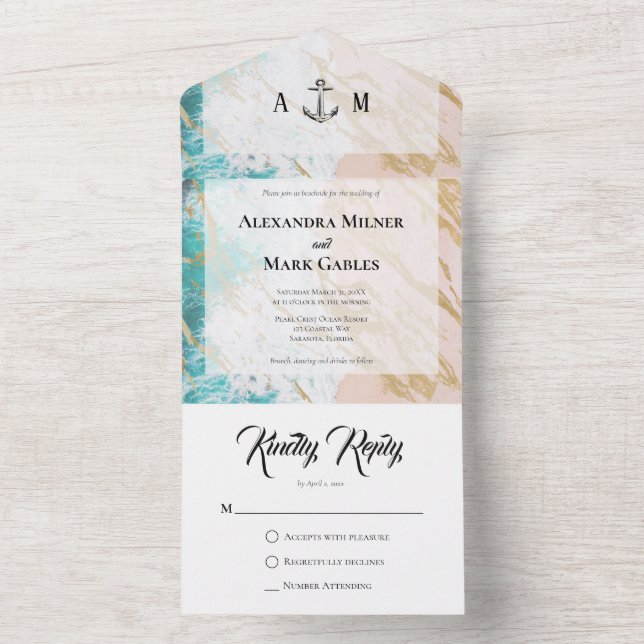 Un Plage D'Or Nautique Tout En Une Invitation (À l'intérieur)