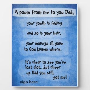 Un poème de moi pour toi, plaque papa