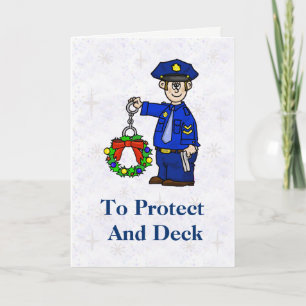 Un policier avec une carte de Noël menottée