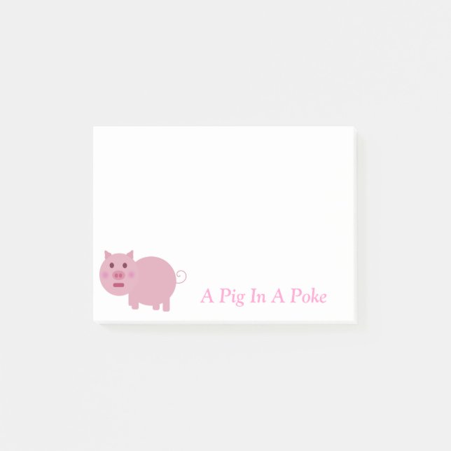 Un porc dans des notes de post-it de poussée (Devant)