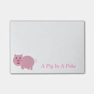 Un porc dans des notes de post-it de poussée