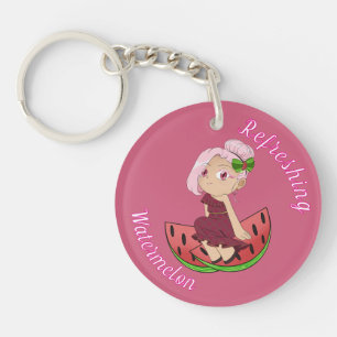 Un porte-clés personnalisé avec un chibi de pastèq