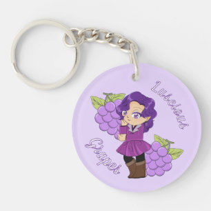 Un porte-clés personnalisé avec un chibi de raisin