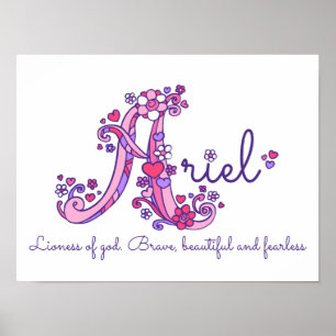 Un poster de monogramme d'art avec le nom d'Ariel