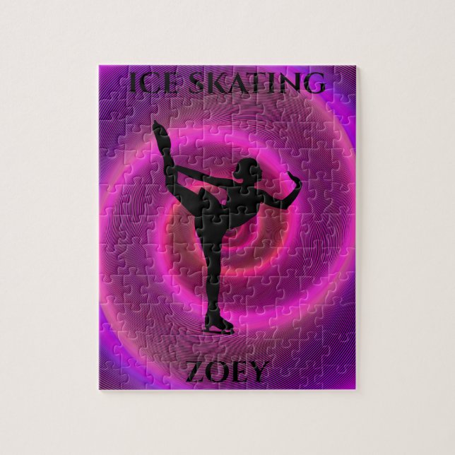 Un puzzle de fille de patin à glace avec le nom de (Vertical)