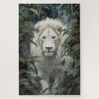 Un puzzle de lion blanc