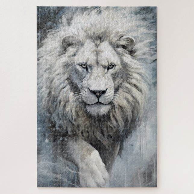 Un puzzle de lion blanc (Vertical)