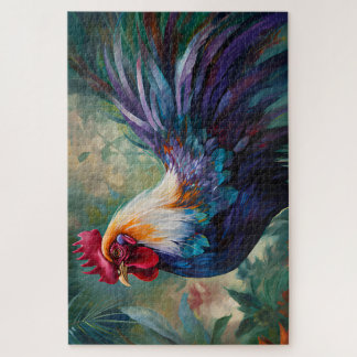 Un Puzzle De Peinture De Coq Enchantant