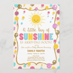 Un rayon de soleil Baby shower invitation Pink Blu