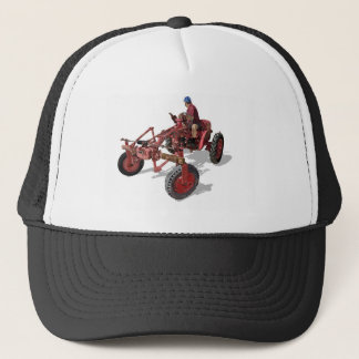 Un-restored Vintage Tractor Red Illustration Trucker Hat