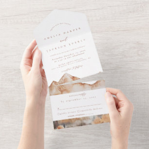 Un Rustic Mountain Mariage tout en une invitation