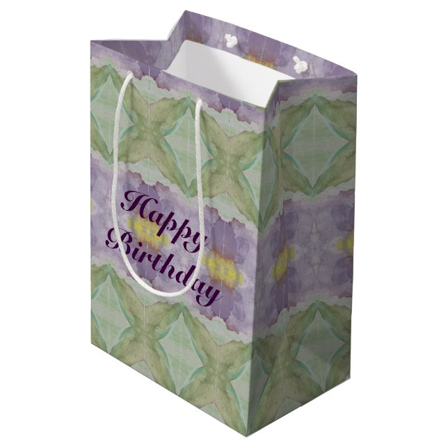 Un sac cadeau d'aquarelle violet foncé moyen (Dos Angle)