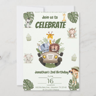 Un Safari Animaux Invitation Anniversaire