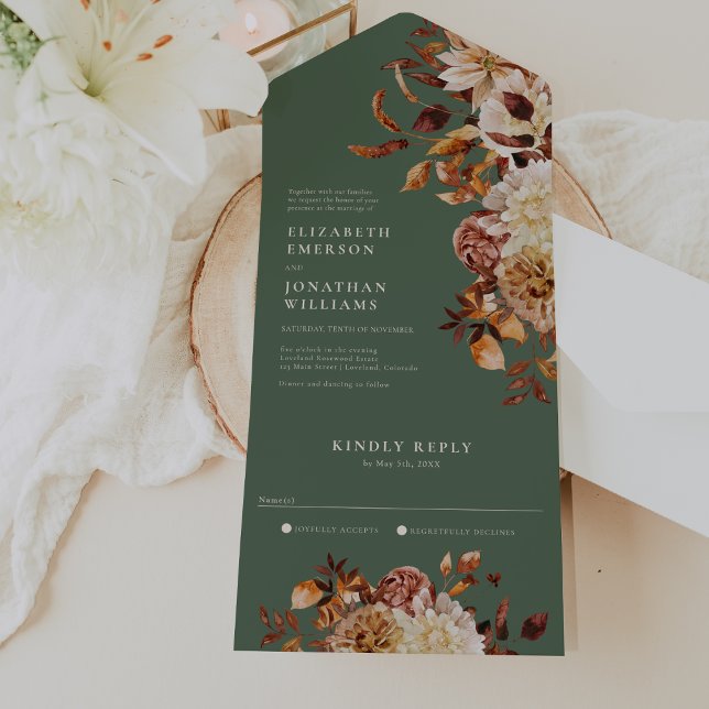 Un Sage Floral Mariage tout en une invitation (Rustic Sage Green Floral Wedding All In One Invitation by Painted Paperie
)