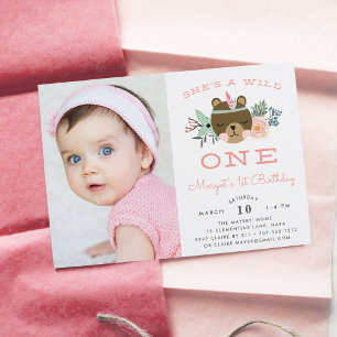 Un sauvage   Photo Premier anniversaire Invitation
