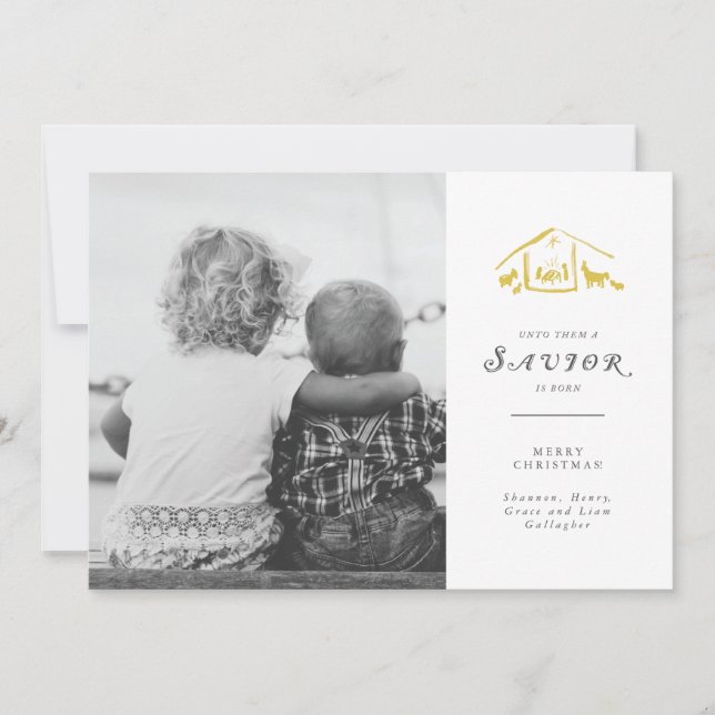 Un Sauveur Est Né Carte photo De Vacances - Golden (Devant)