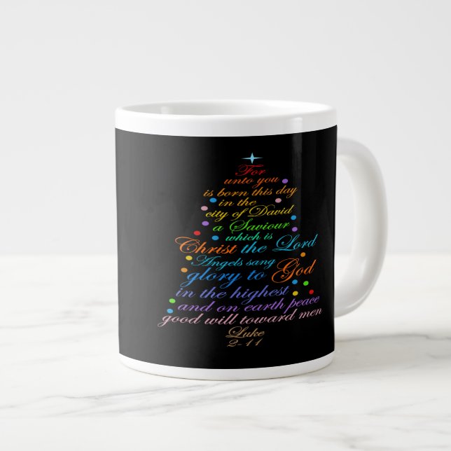 Un sauveur est né Luc 2-11 Mugs d'arbre de Noël (Devant droit)