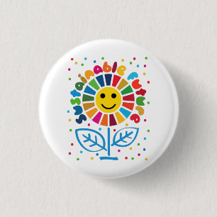 UN SDGs Global Goals 2030 Sustainable Future 1 Inch Round Button