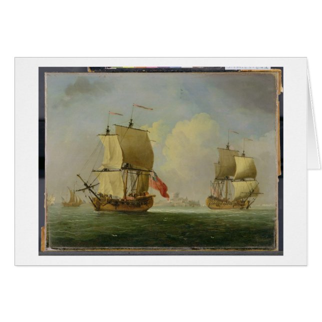 Un sloop anglais et une frégate dans une brise (Devant horizontal)