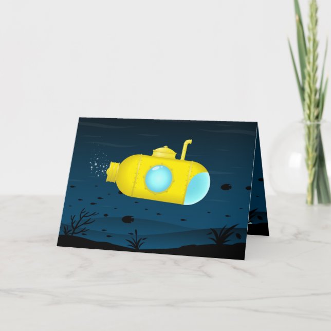 Un sous-marin jaune trouve une carte de voeux card (Devant)