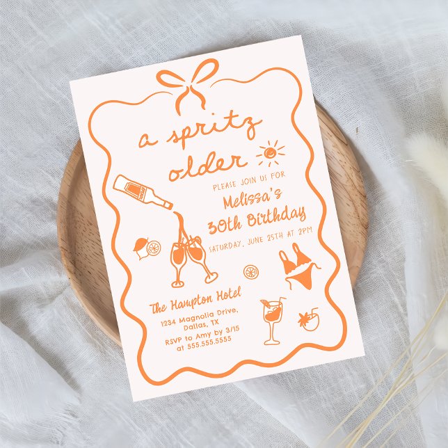 Un Spritz plus âgé Anniversaire Fête Invitation (Créateur téléchargé)