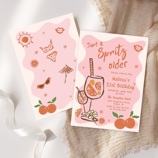 Un Spritz plus âgé Anniversaire Fête Invitation (Créateur téléchargé)