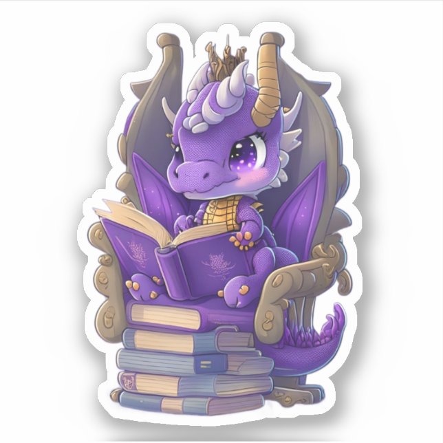Un Sticker De Lecture De Dragon Violet (Devant)