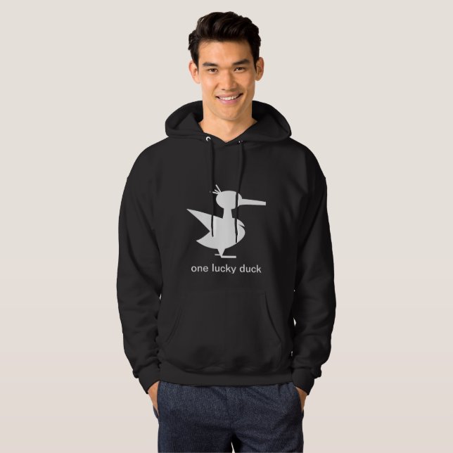 Un Sweat - shirt à capuche Lucky Duck (avec le tex (Devant entier)