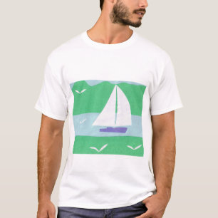 Un T-shirt blanc avec design de voilier