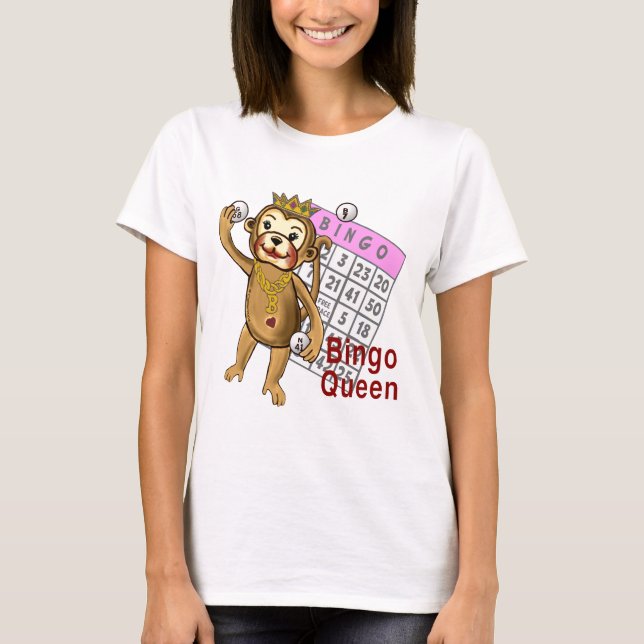 Un T-shirt de la reine de bingo de singe (Devant)