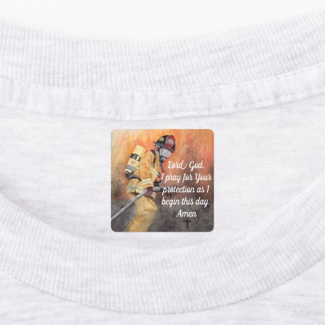Un T-shirt de prière pour pompiers en Étiquette (Apposé)