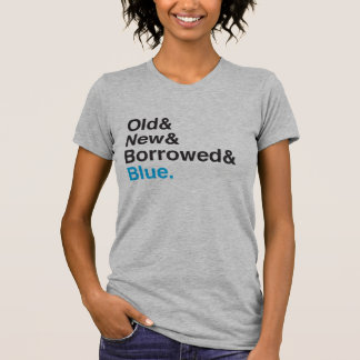 Un T-shirt nuptial bleu, nouveau, emprunté