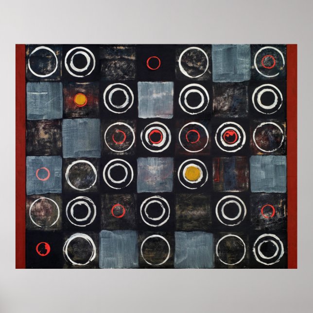 Un tableau abstrait; une grille de cercles estampi (Devant)
